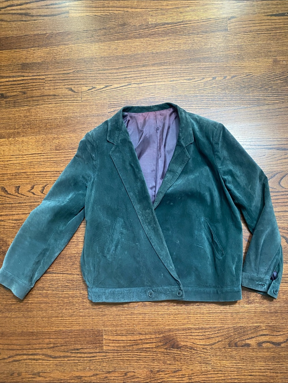 Women’s Vintage Suede Leather Jacket Size 10 Green
